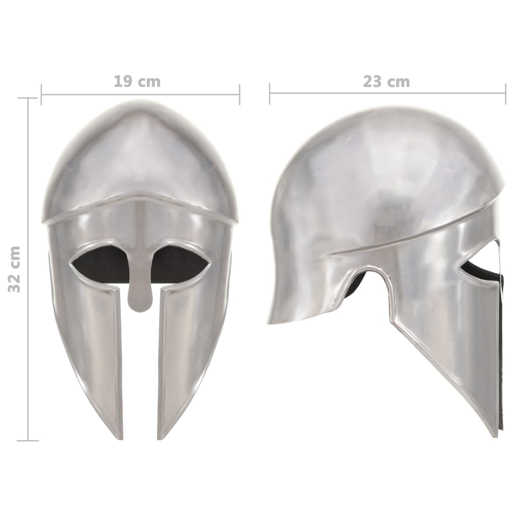 Vidaxl 286212 Greek Warrior Helmet Antique Replica Larp Silver Steel-8