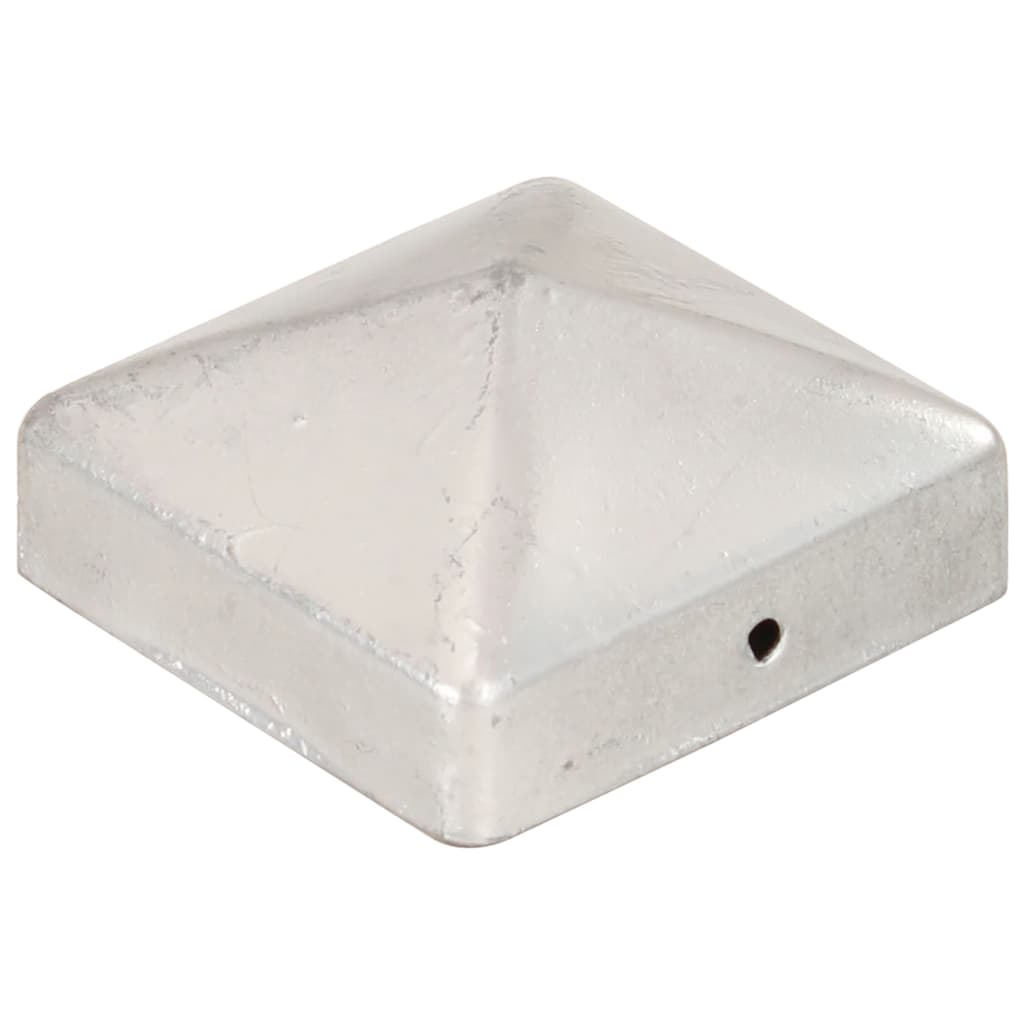 vidaXL 145489 Pyramid Fence Post Caps 6 Pcs Galvanised Metal 71x71mm-3