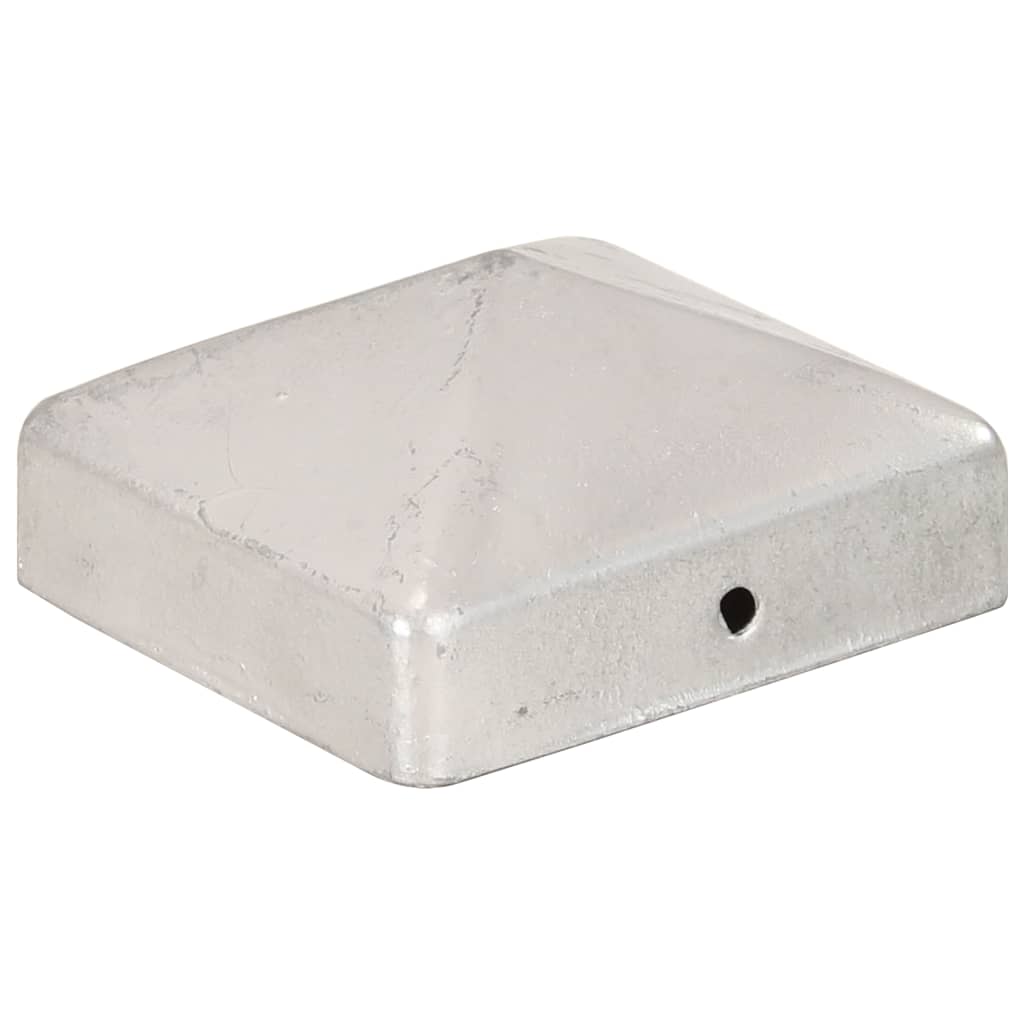 vidaXL 145489 Pyramid Fence Post Caps 6 Pcs Galvanised Metal 71x71mm-4