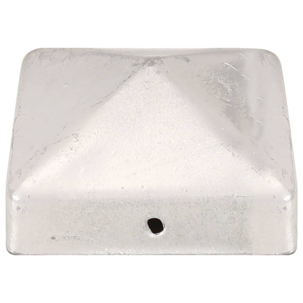 vidaXL 145489 Pyramid Fence Post Caps 6 Pcs Galvanised Metal 71x71mm-5