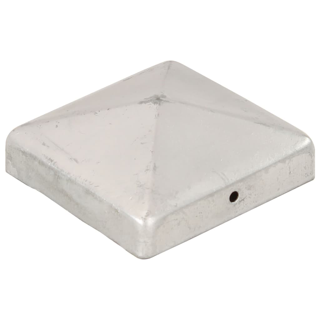 vidaXL 145491 Pyramid Fence Post Caps 6 Pcs Galvanised Metal 91x91mm-3