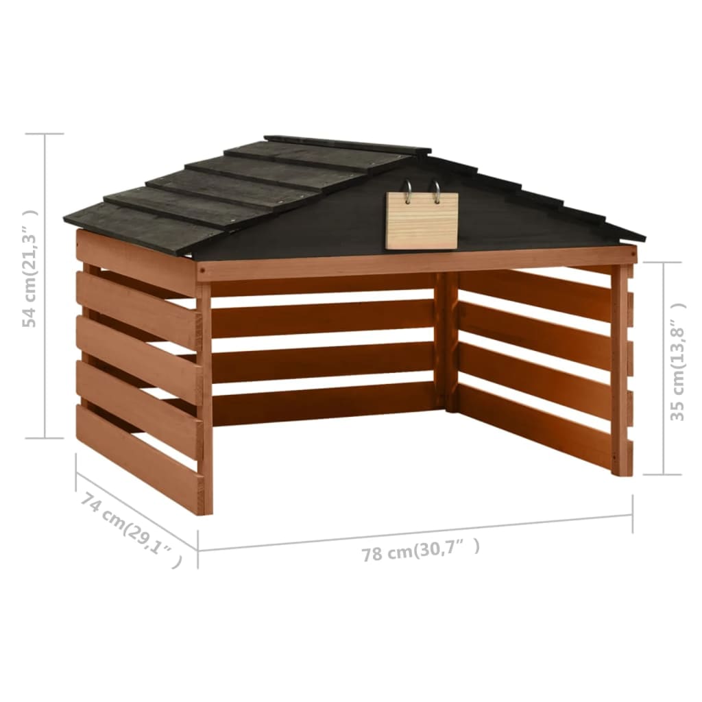 vidaXL 315301 Robotic Lawn Mower Garage Black And Brown 78x74x54cm Firwood-7