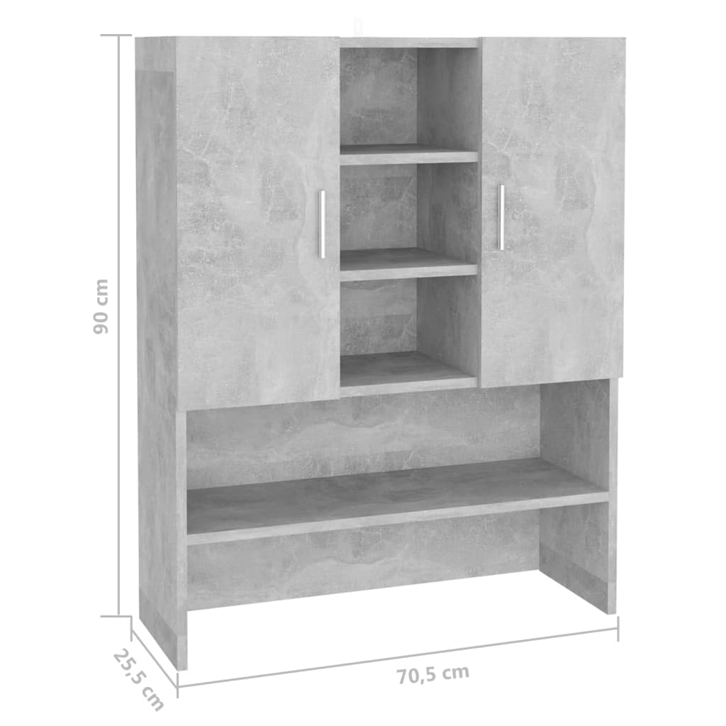 vidaXL 808390 Washing Machine Cabinet Concrete Grey 70.5x25.5x90cm-7