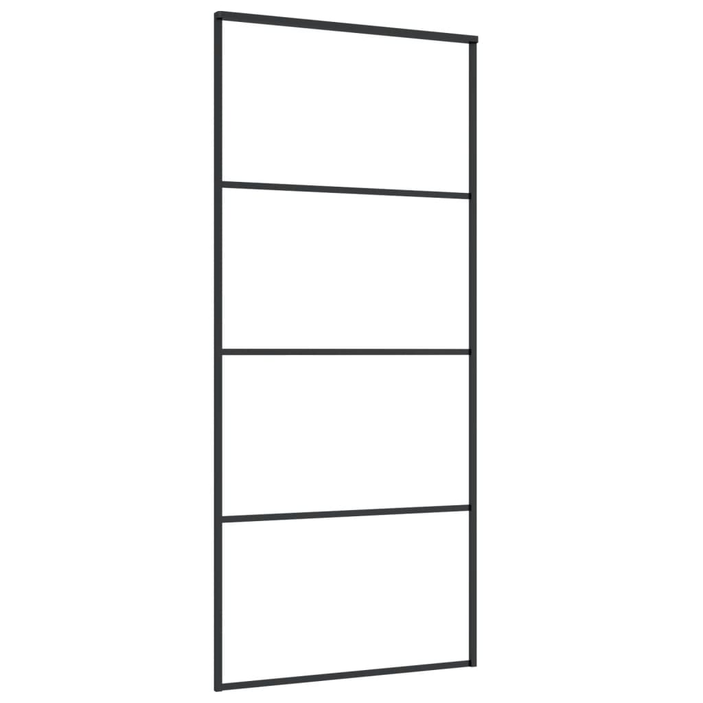 Vidaxl Sliding Door Frosted Esg Glass And Aluminium 90x205 Cm Black-3