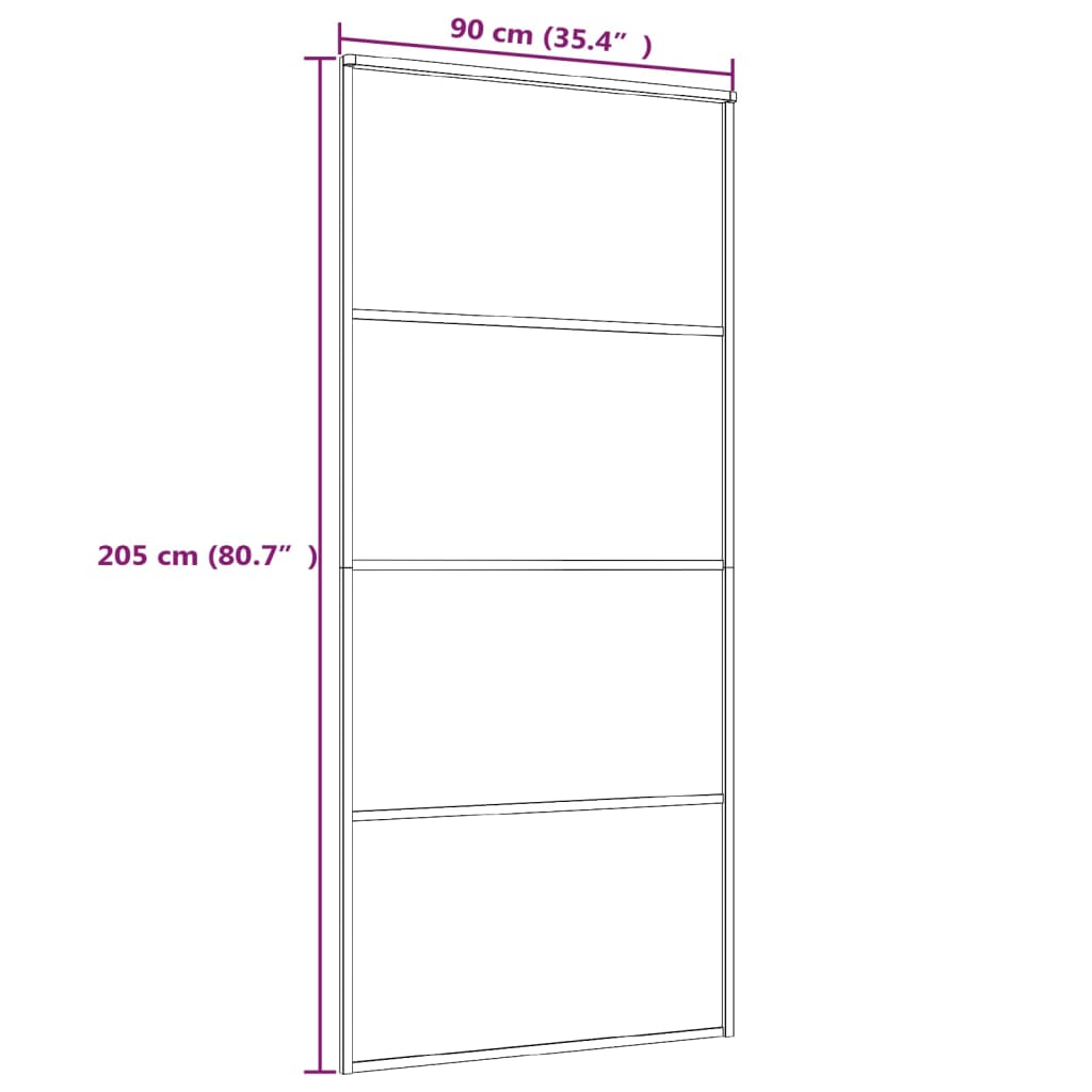 Vidaxl Sliding Door Frosted Esg Glass And Aluminium 90x205 Cm Black-5