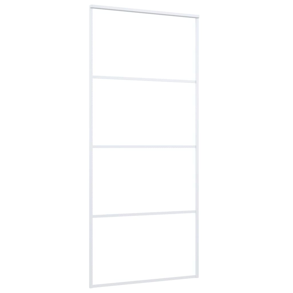 Vidaxl Sliding Door Frosted Esg Glass And Aluminium 90x205 Cm White-3