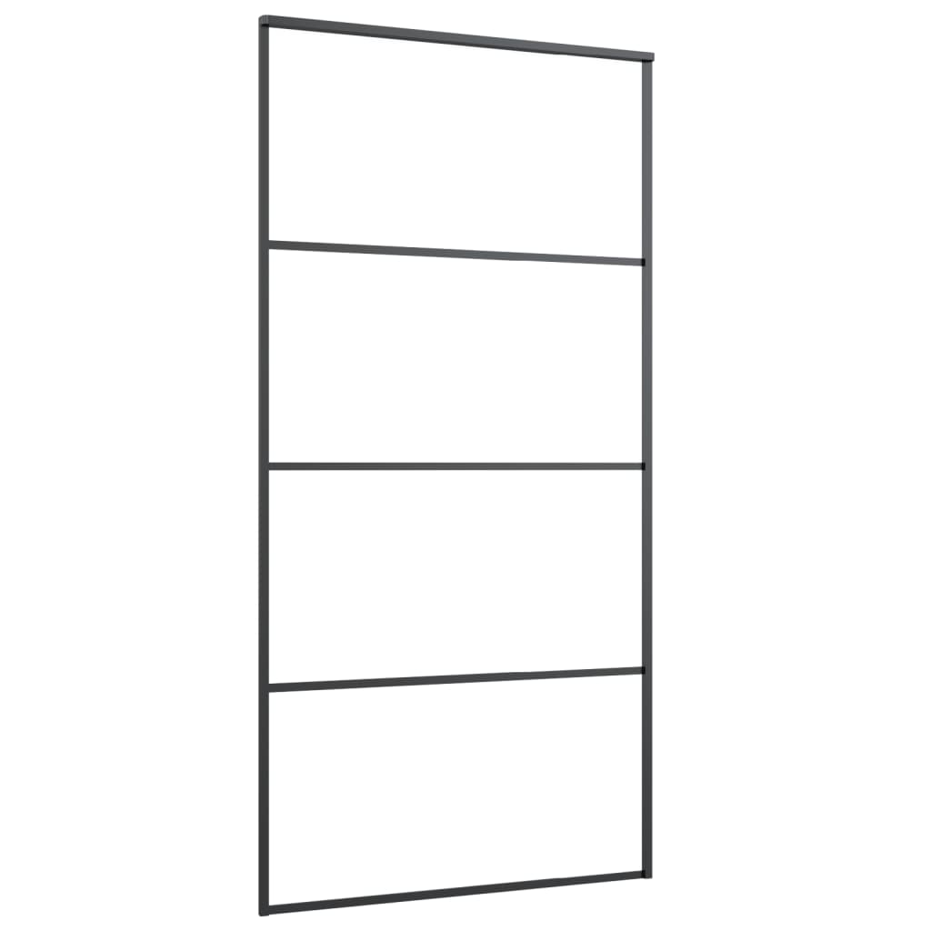 Vidaxl Sliding Door Frosted Esg Glass And Aluminium 102.5x205 Cm Black-3