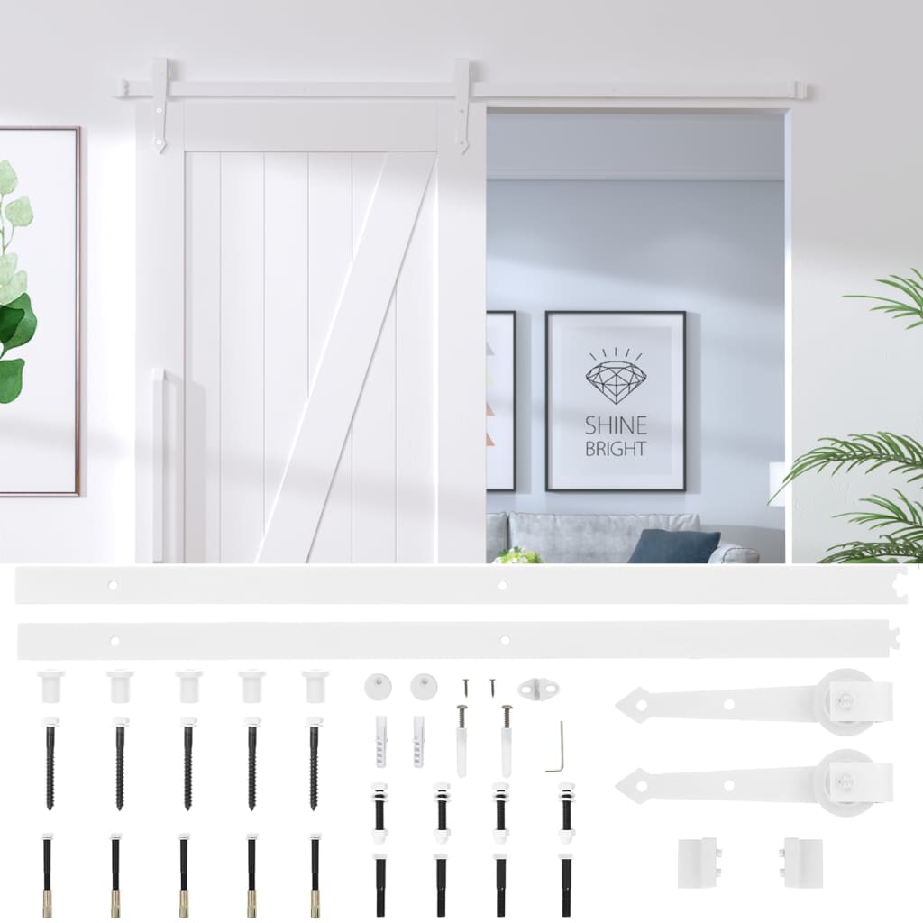 vidaXL 151702 Sliding Door Hardware Kit 200cm Steel White-6
