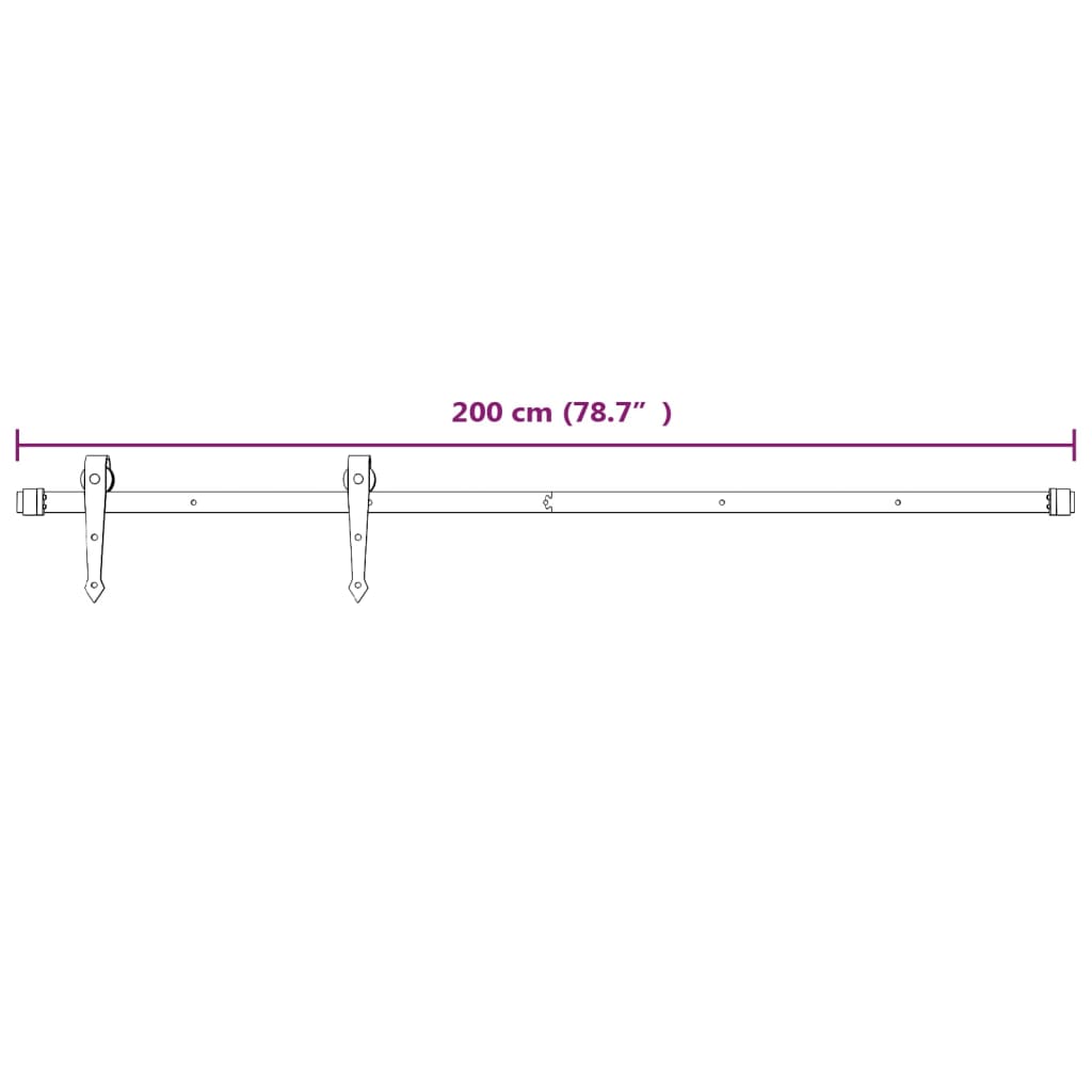 vidaXL 151702 Sliding Door Hardware Kit 200cm Steel White-7