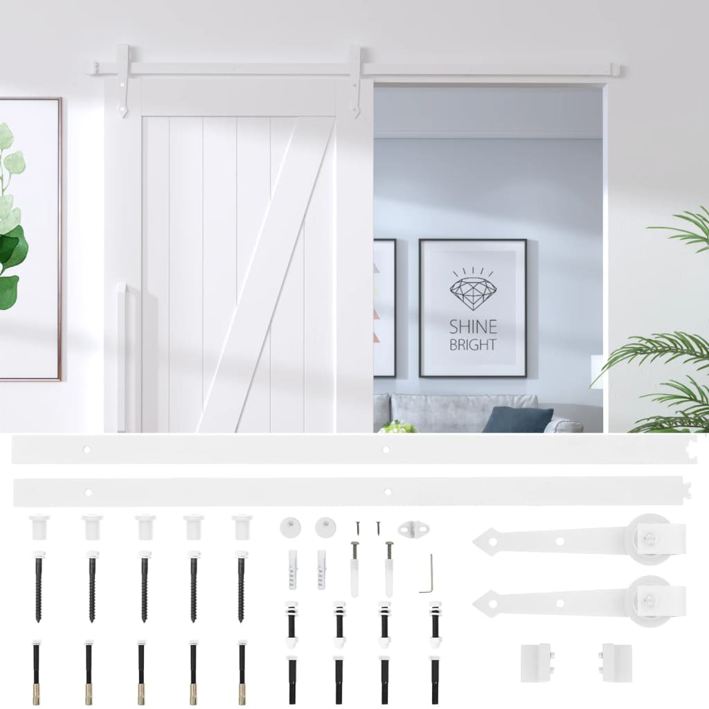 vidaXL 151709 Sliding Door Hardware Kit 183cm Steel White-6