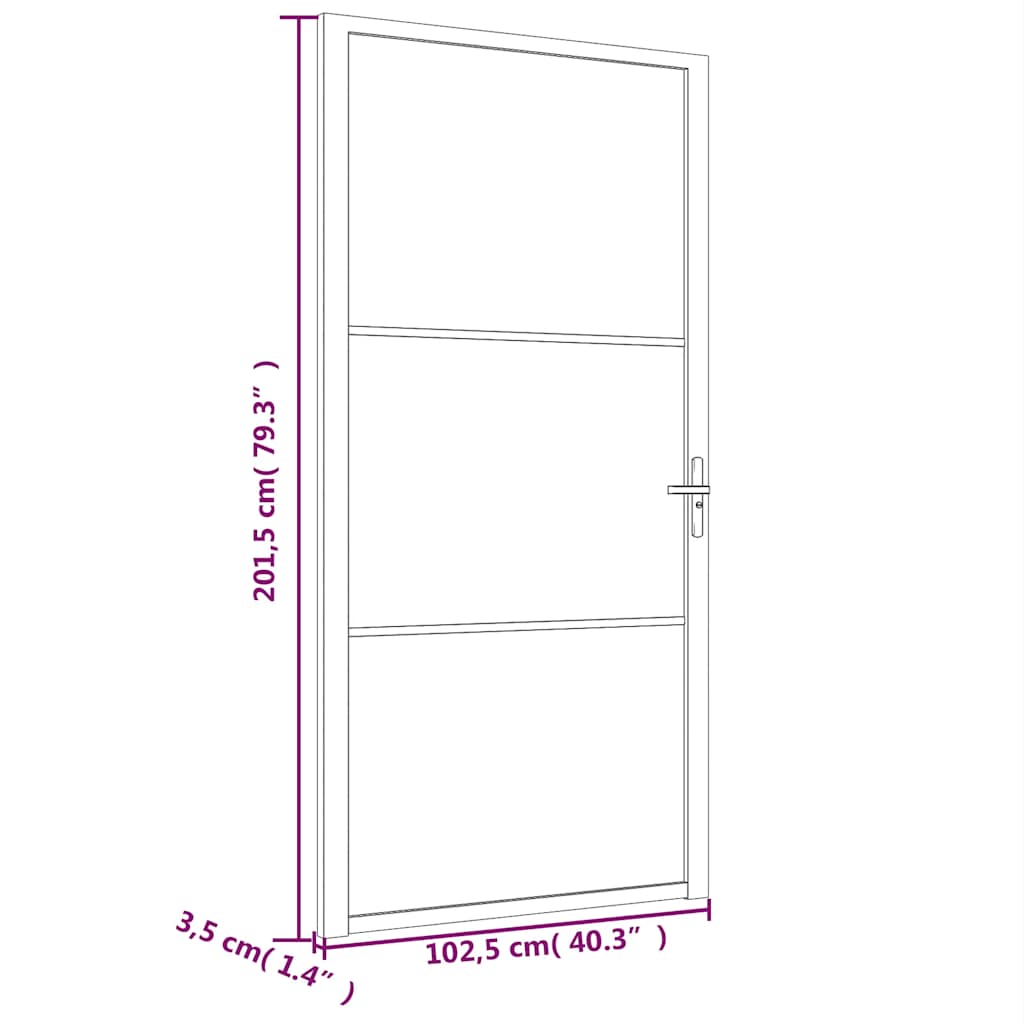 vidaXL 350563 Interior Door 102.5x201.5cm Black Esg Glass And Aluminium-6