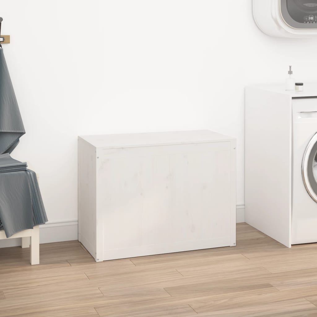 vidaXL 823570 Laundry Box White 88.5x44x66cm Solid Wood Pine-2