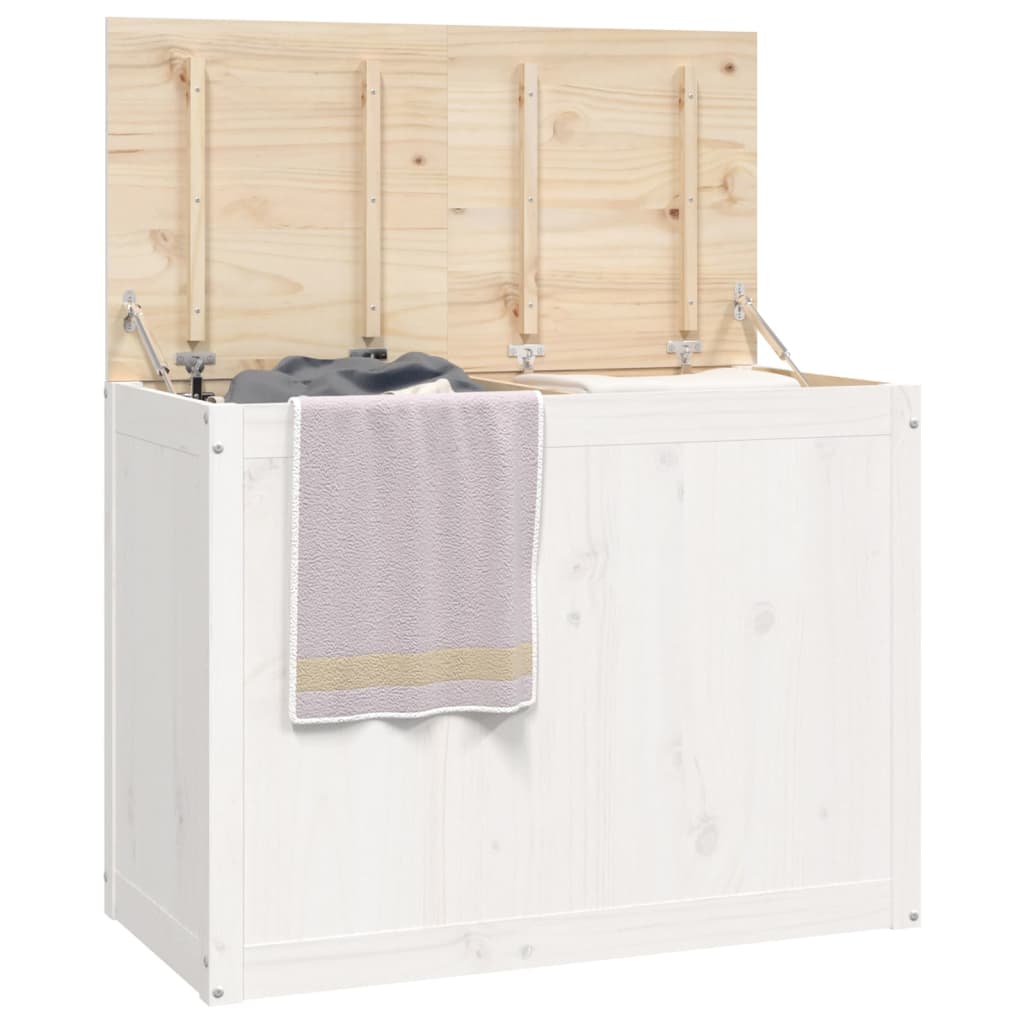 vidaXL 823570 Laundry Box White 88.5x44x66cm Solid Wood Pine-3