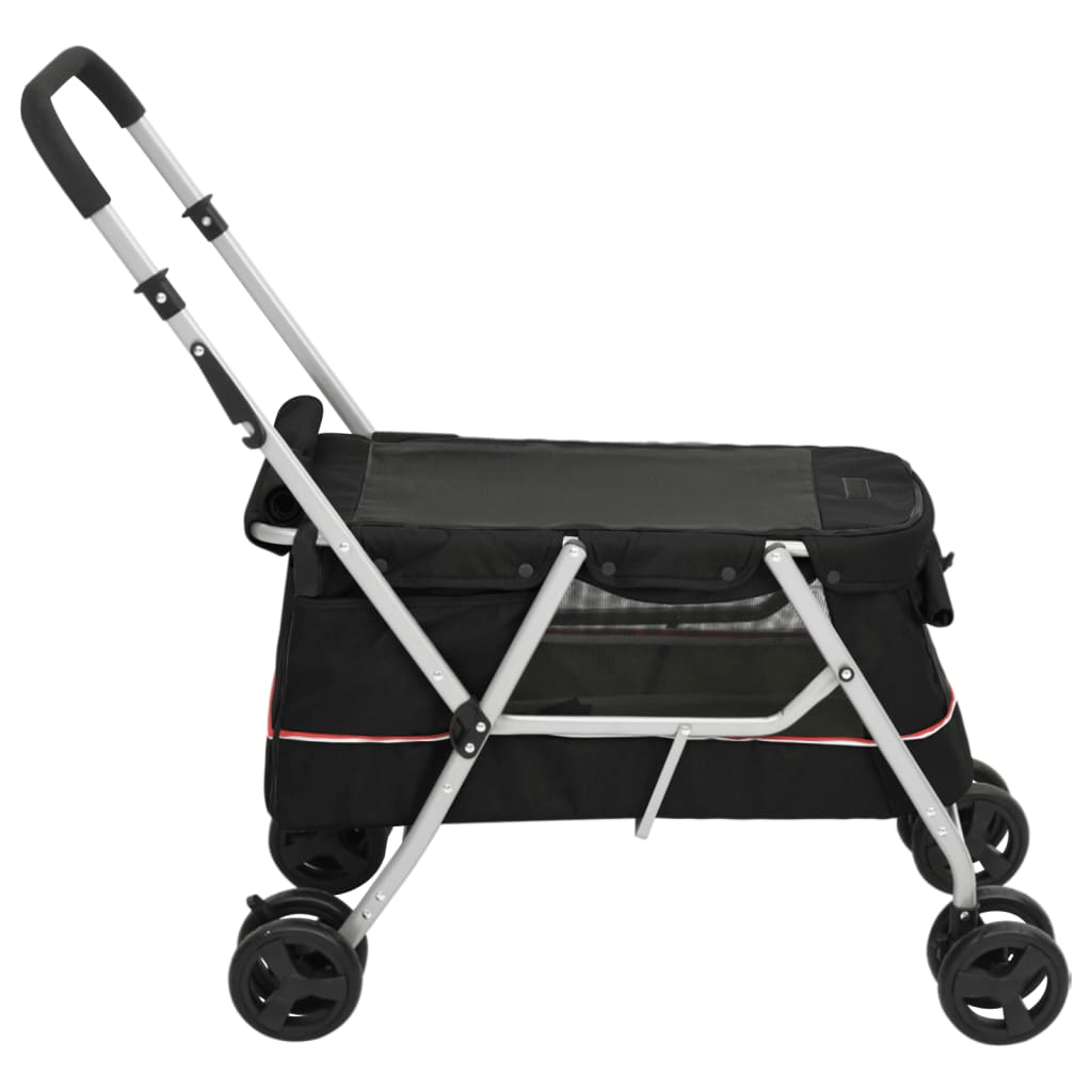 vidaXL 172202 Folding Dog Stroller Black 100x49x96cm Linen-3
