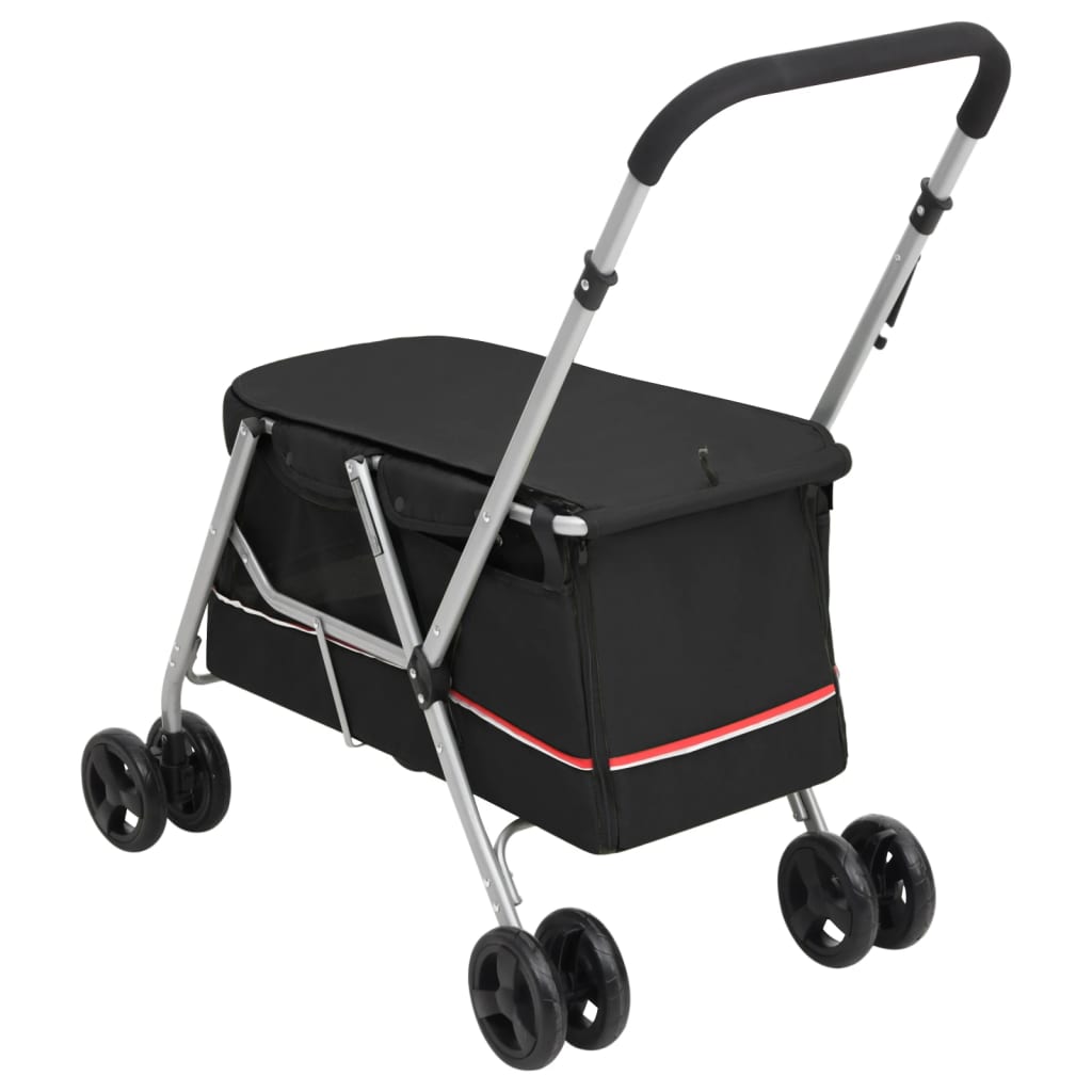 vidaXL 172202 Folding Dog Stroller Black 100x49x96cm Linen-4