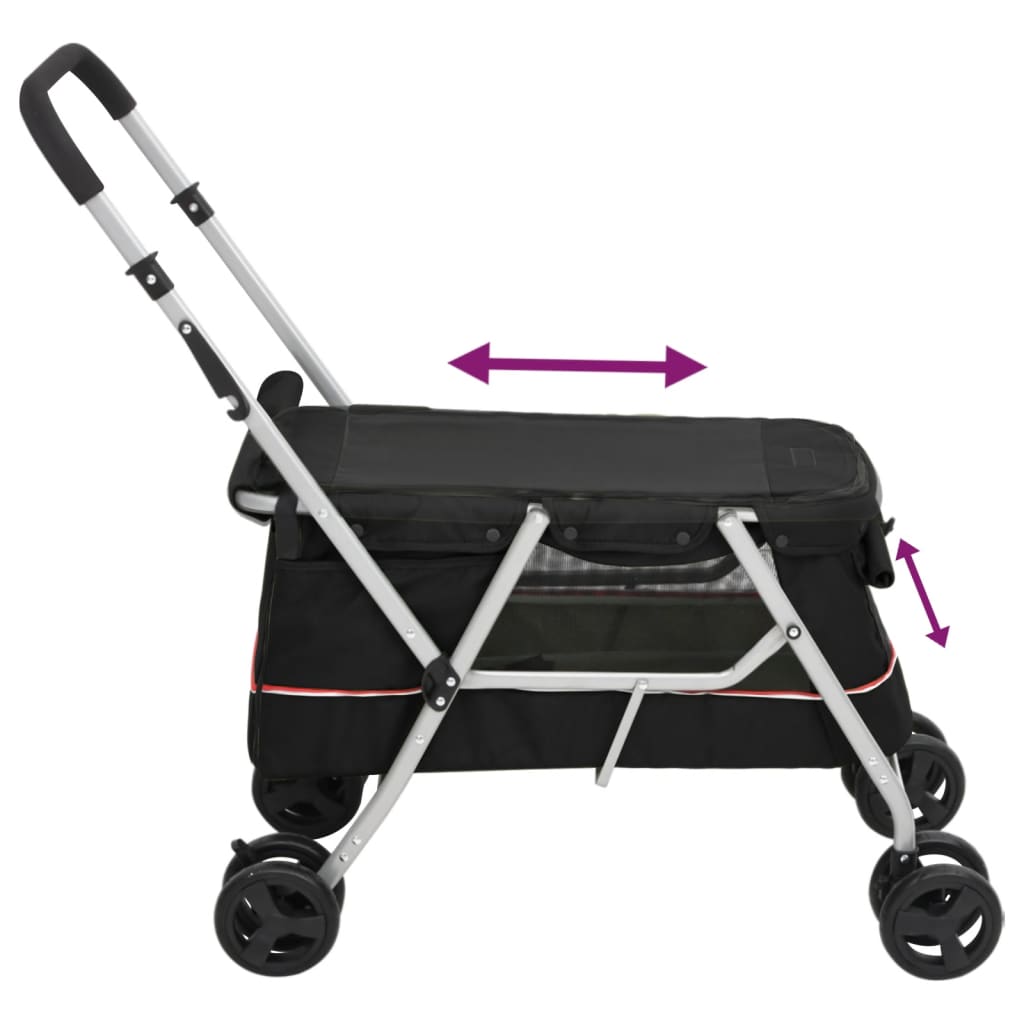 vidaXL 172202 Folding Dog Stroller Black 100x49x96cm Linen-5