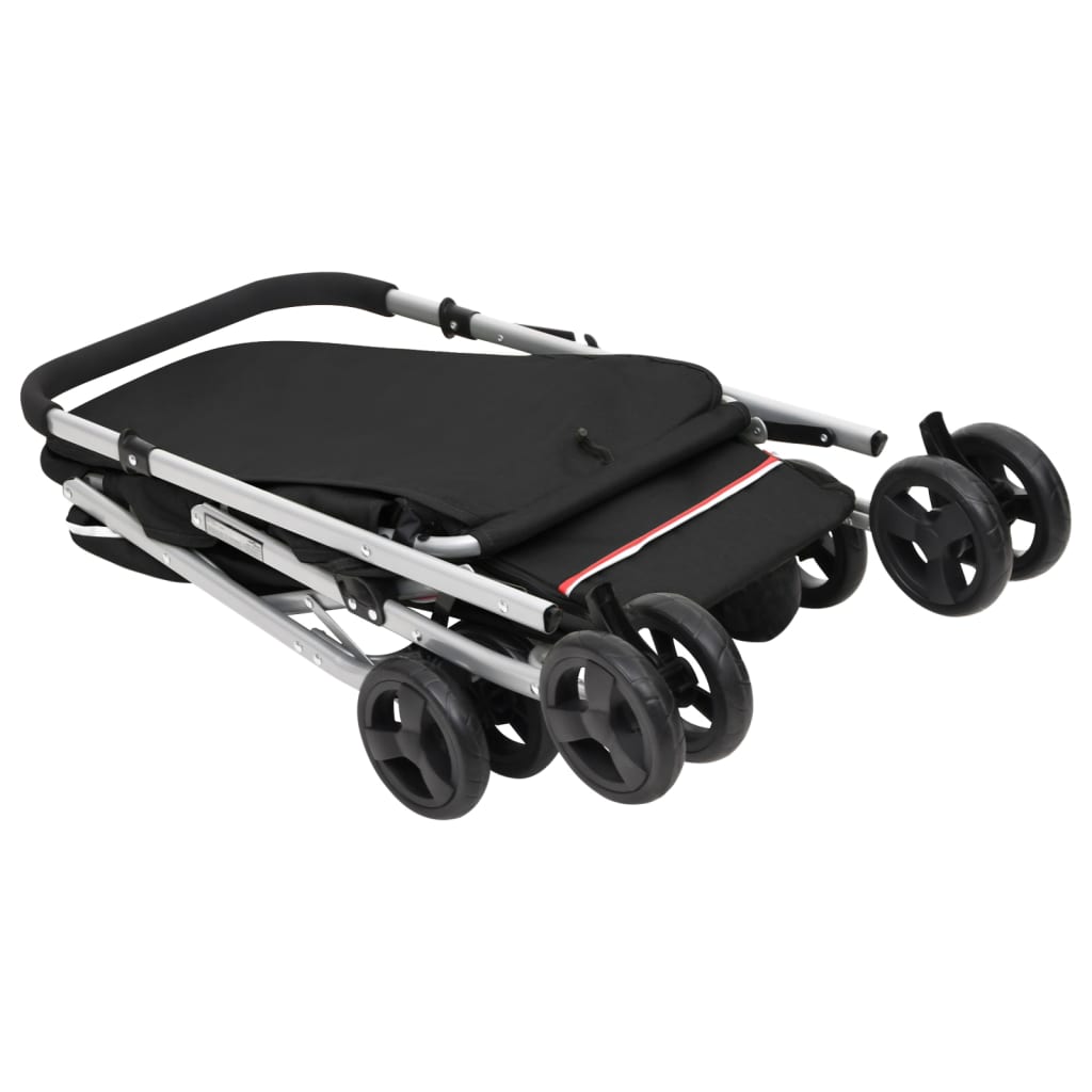 vidaXL 172202 Folding Dog Stroller Black 100x49x96cm Linen-6