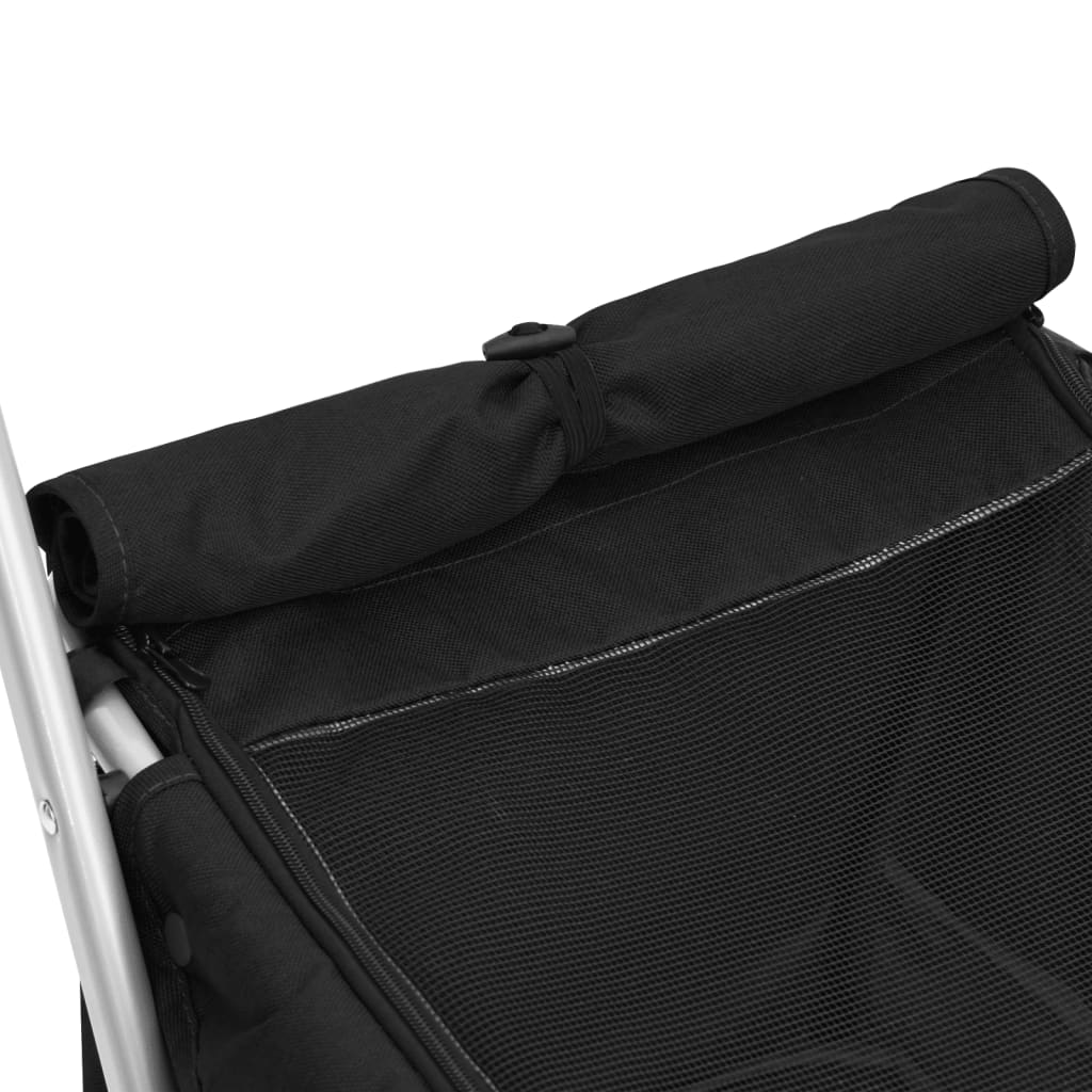 vidaXL 172202 Folding Dog Stroller Black 100x49x96cm Linen-7