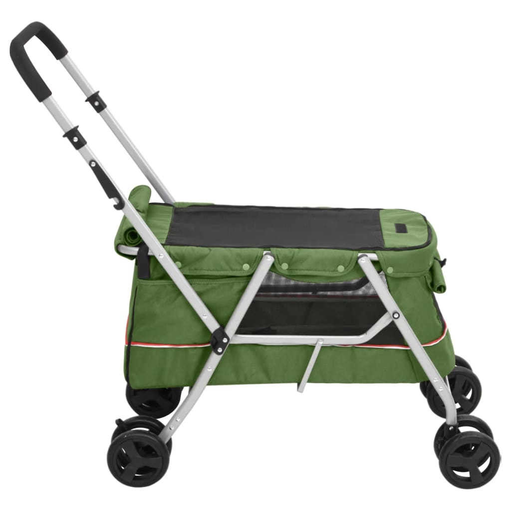 vidaXL 172204 Folding Dog Stroller Green 100x49x96cm Linen-3