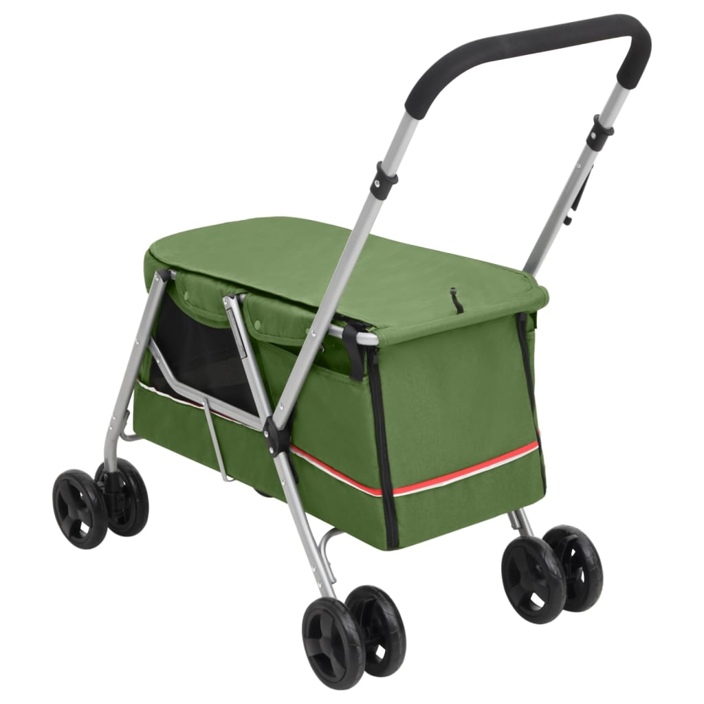 vidaXL 172204 Folding Dog Stroller Green 100x49x96cm Linen-4