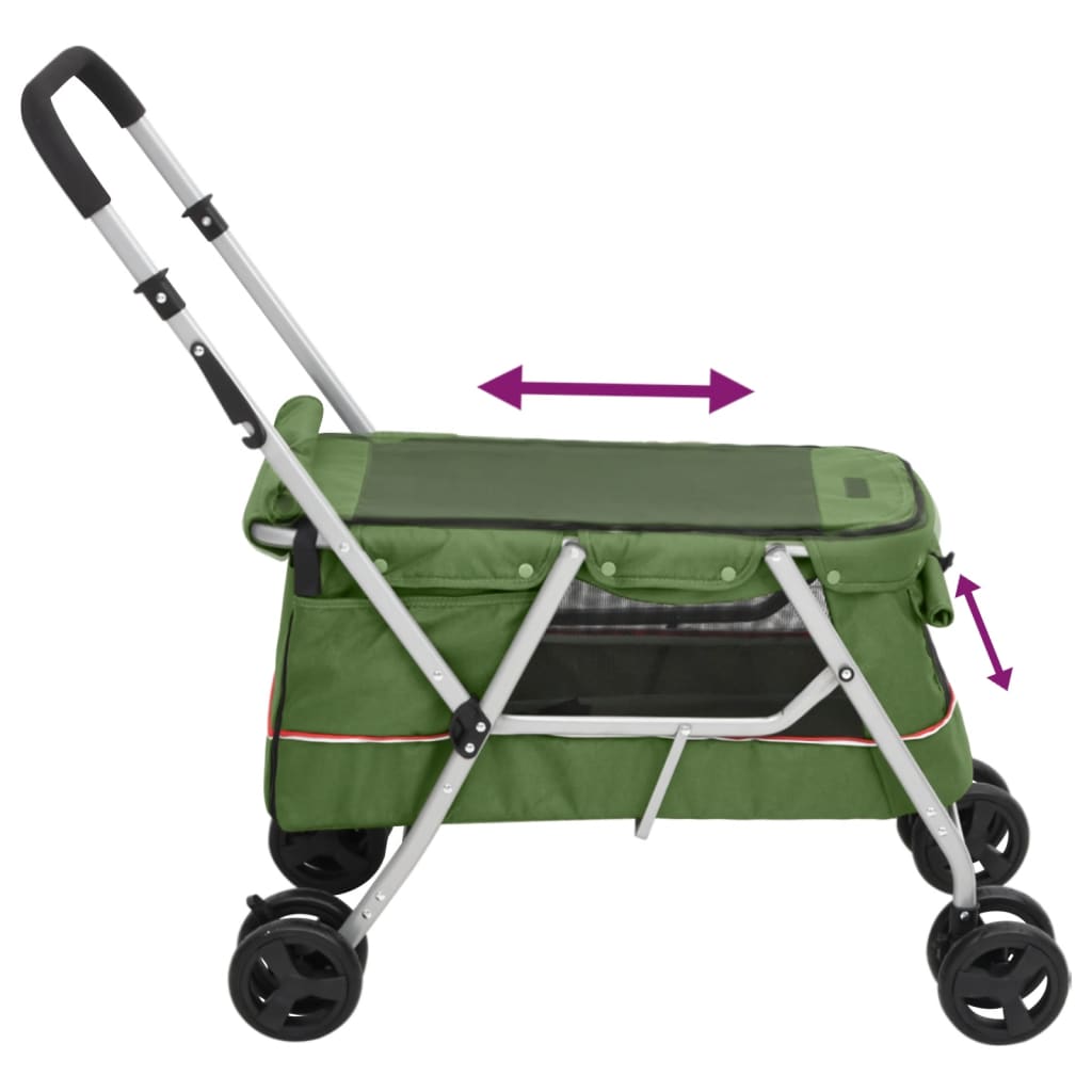 vidaXL 172204 Folding Dog Stroller Green 100x49x96cm Linen-5