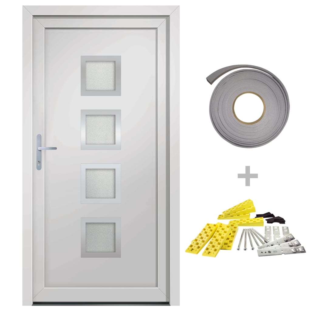 vidaXL 3187837 Front Door White 88x200cm Pvc-2