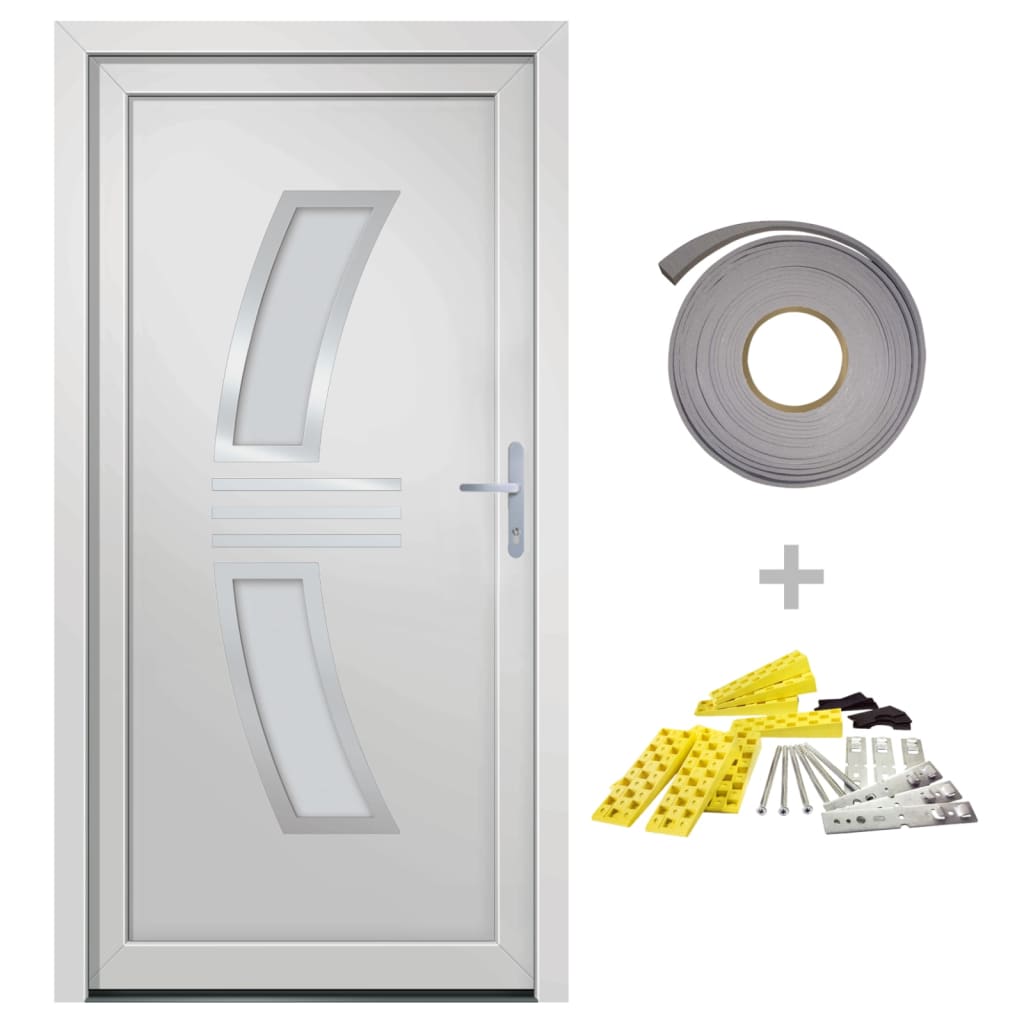vidaXL 3187926 Front Door White 88x200cm Pvc-2