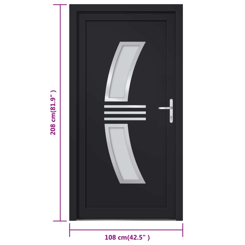 vidaXL 3187940 Front Door Anthracite 108x208cm Pvc-9