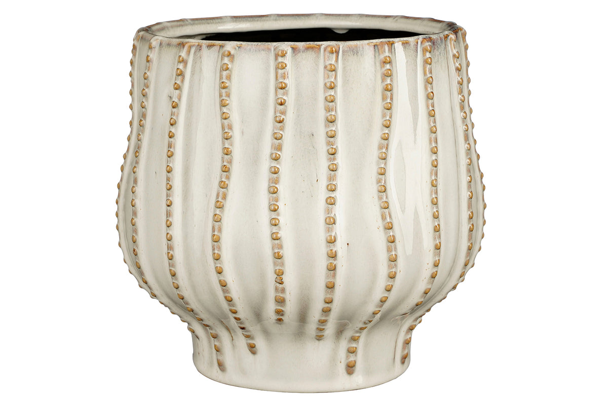 Cathy Round Pot | Off White | 19 cm