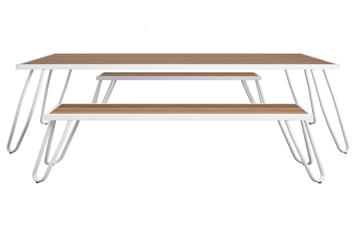 Dorel Paulette Dining Set | Table & 2 Benches | Indoor/Outdoor