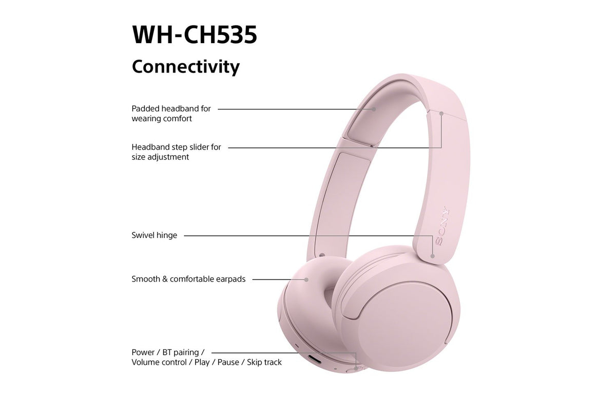 Sony WH-CH535 Wireless Bluetooth Headphones | Pink-8