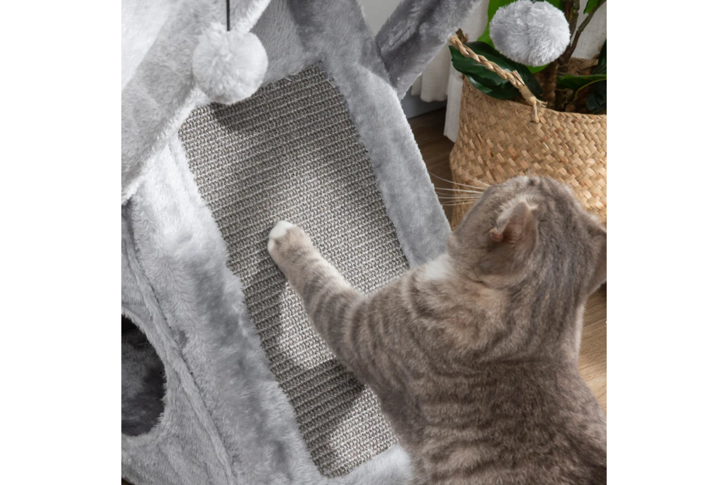 PawHut Cat Scratching Tree | Grey-5