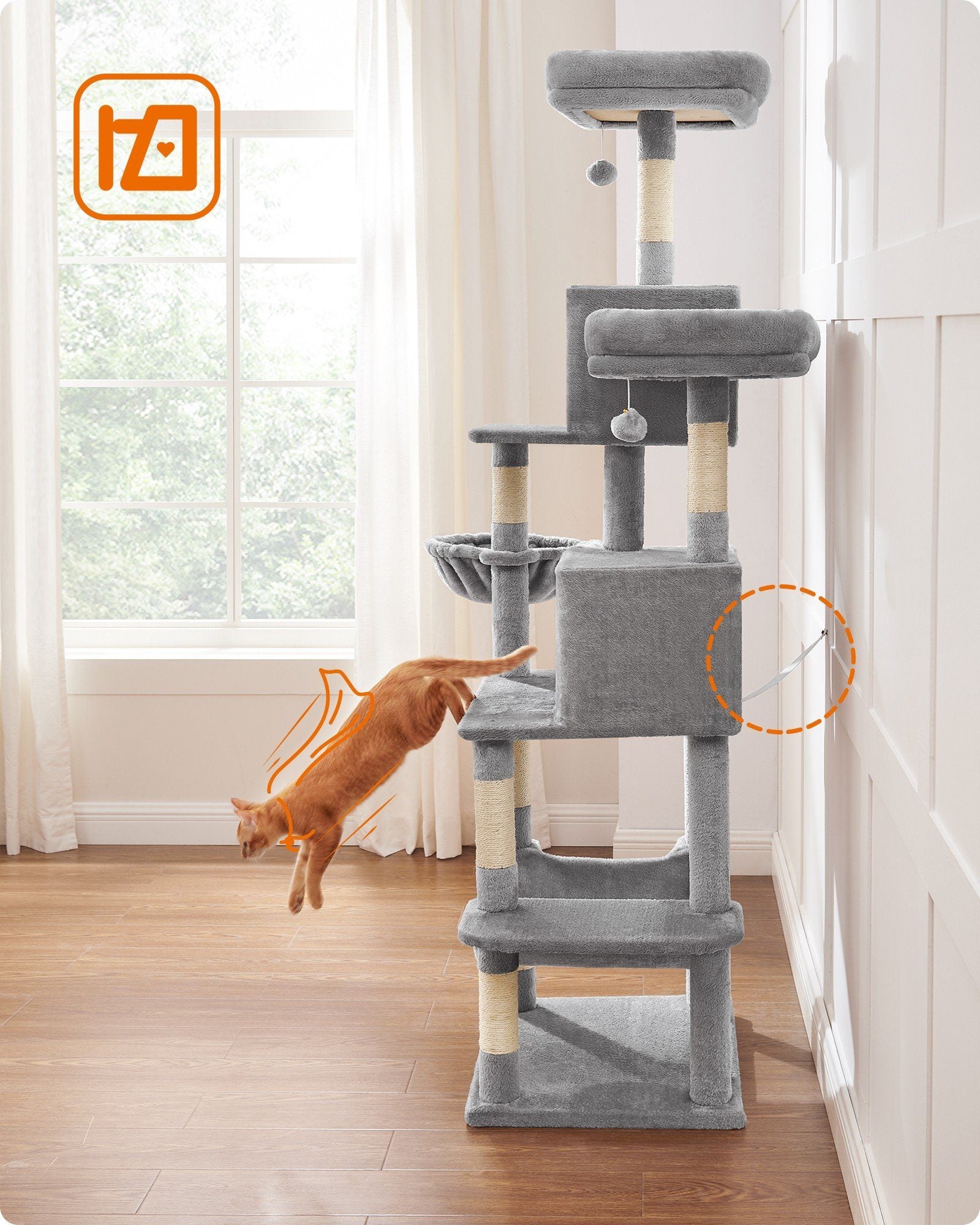 Feandrea PCT196W01 Scratching Post with Removable Covers | Light Gray-8