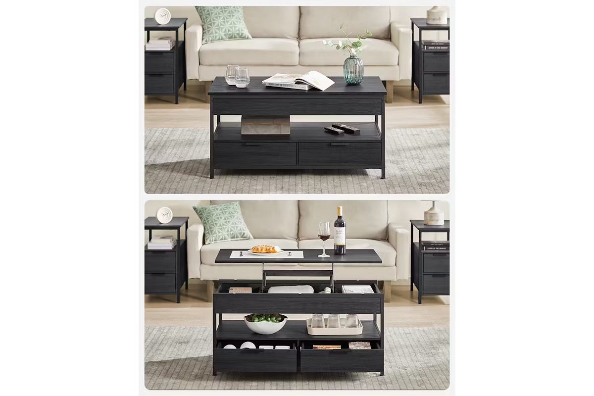 Vasagle Coffee Table with Storage Drawers | ‎Charcoal Grey/Ink Black [Ex-Display - DC250587-000063]-3