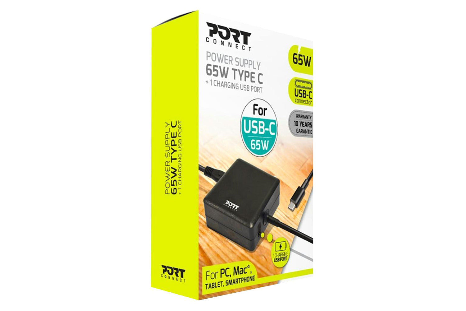 Port Designs 65W Type-C Laptop Power Supply with Charging USB Port-4