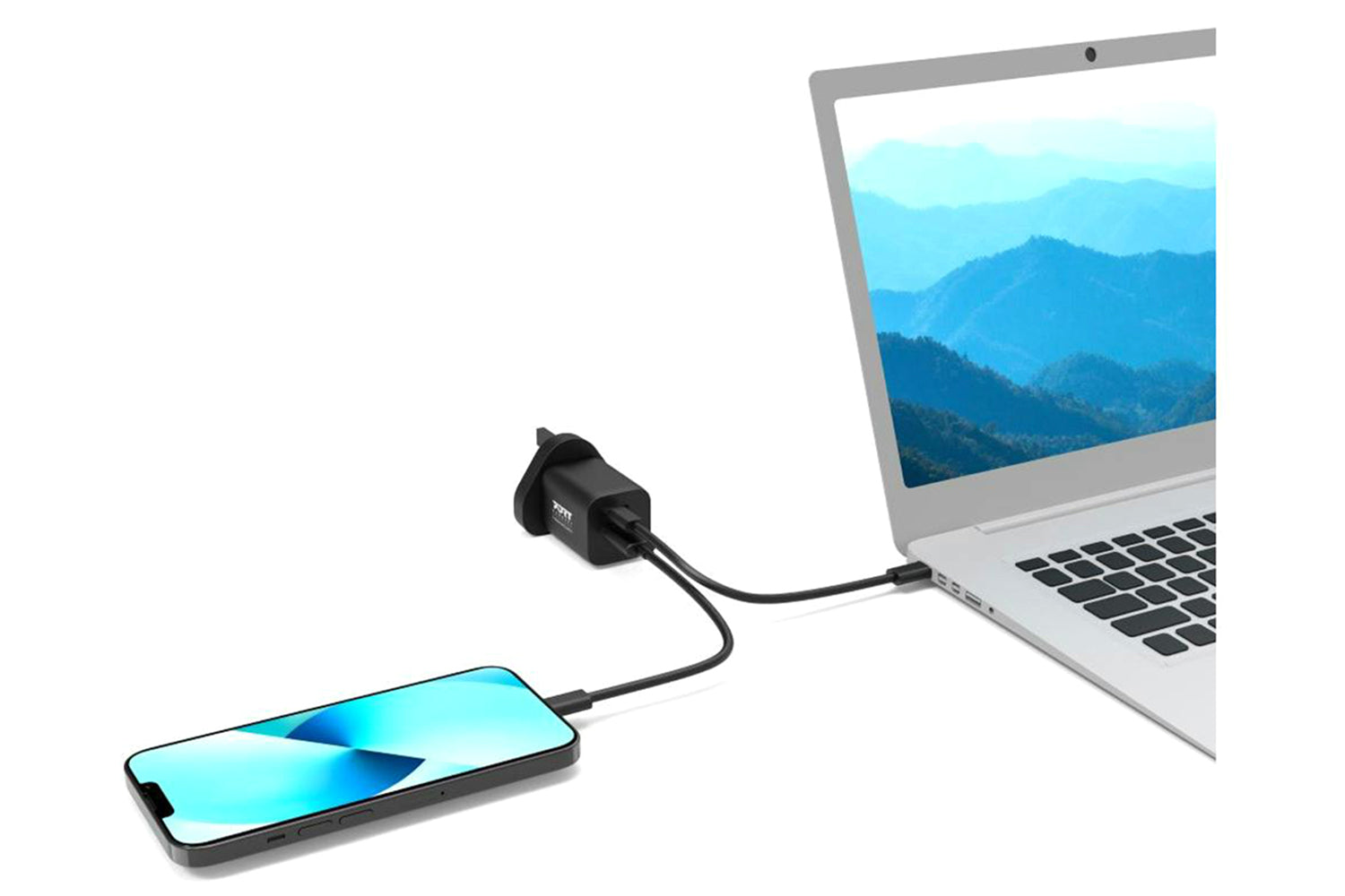 Port Designs 45W 2 Port GaN Wall Charger & UK USB-C Cable | 2m-9