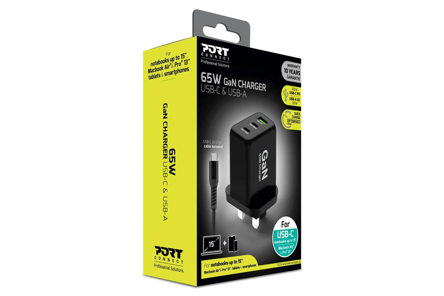 Port Designs 65W 3 Port GaN Wall Charger & UK USB-C Cable | 2m-11
