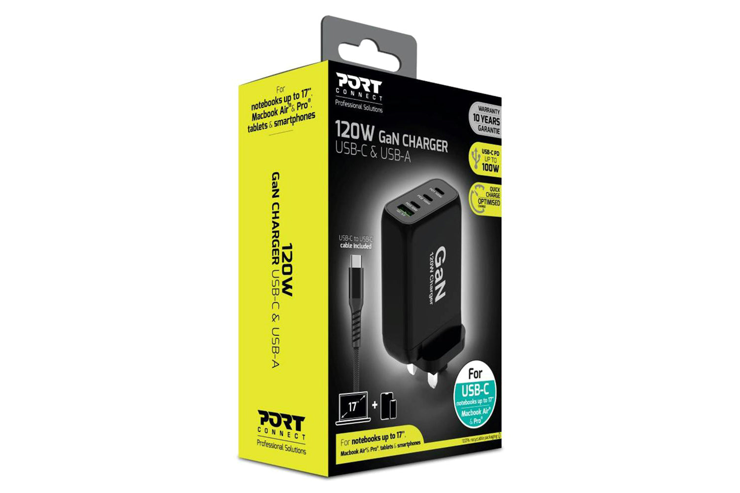 Port Designs 120W 4 Port GaN Wall Charger & UK USB-C Cable | 2m-11