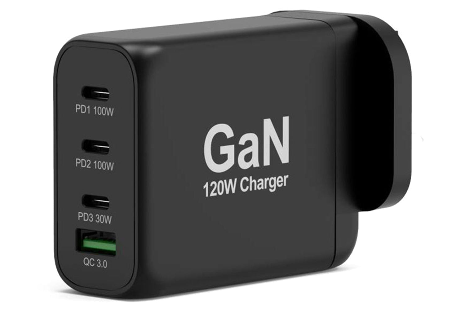 Port Designs 120W 4 Port GaN Wall Charger & UK USB-C Cable | 2m-4