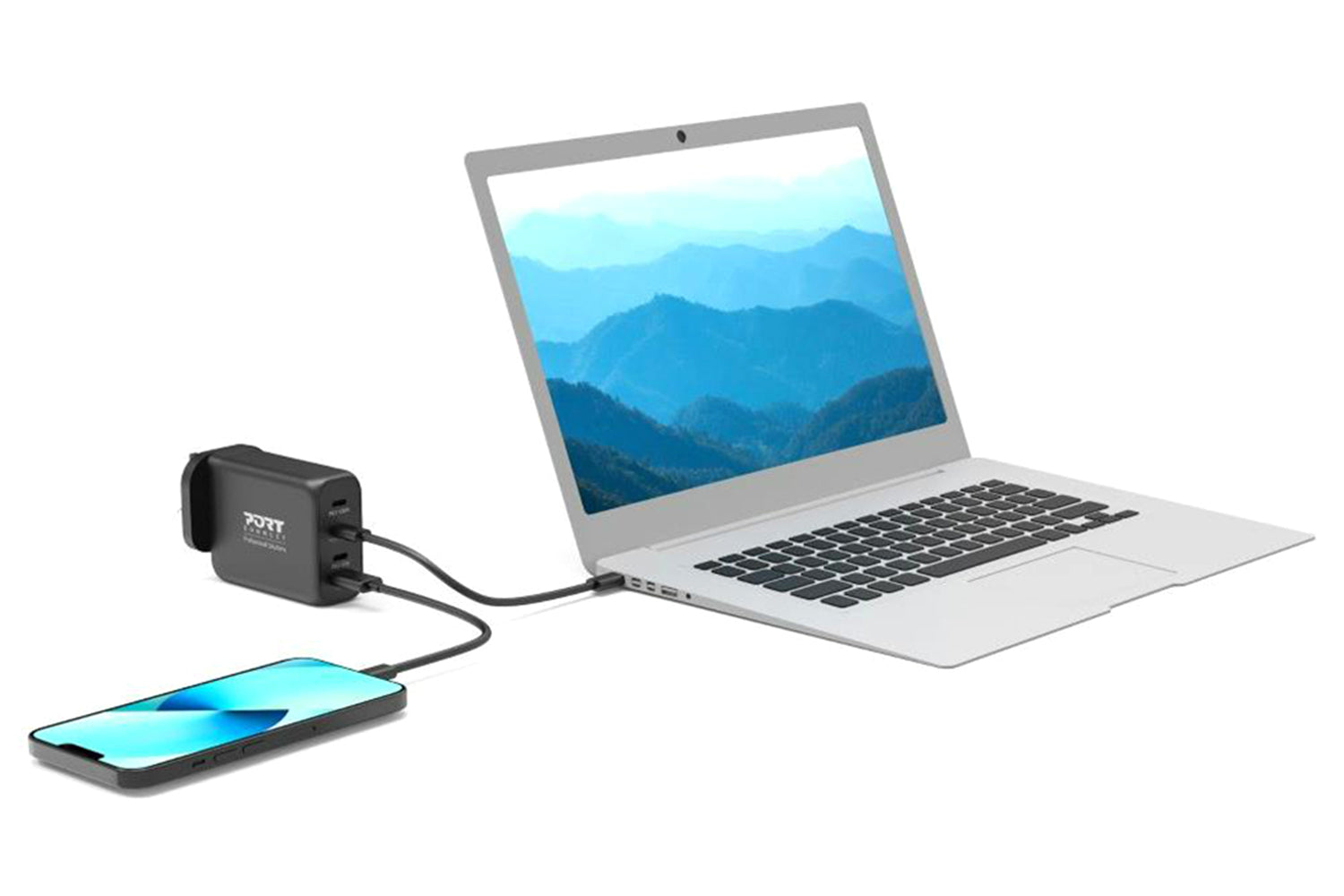 Port Designs 120W 4 Port GaN Wall Charger & UK USB-C Cable | 2m-8