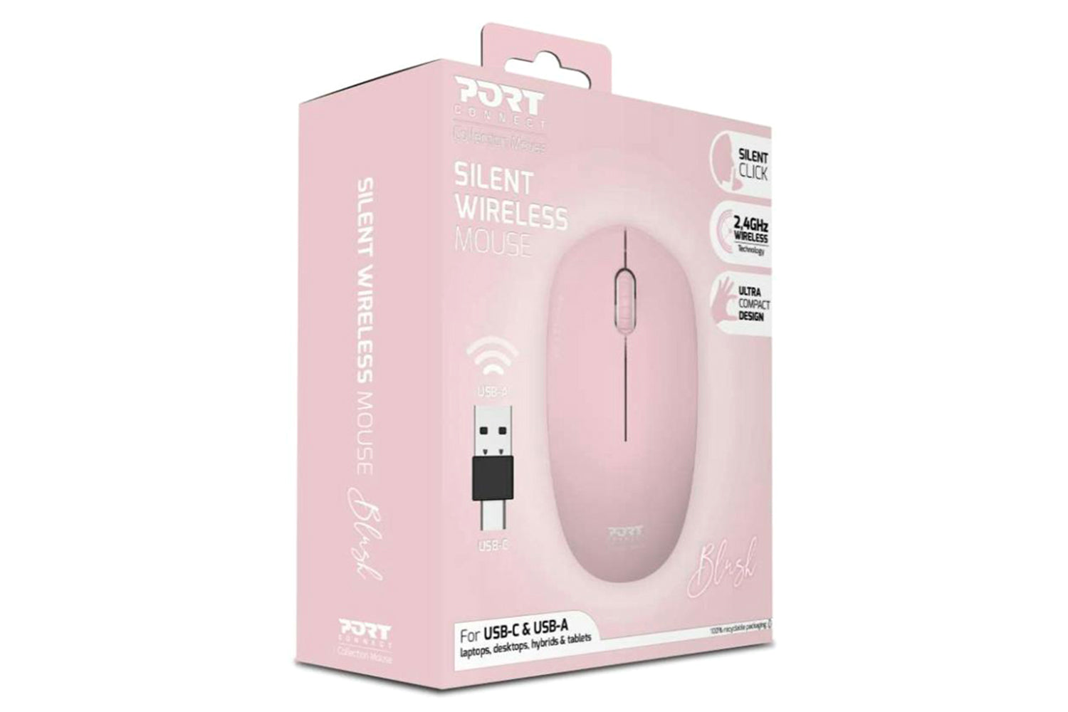 Port Designs Wireless Mouse USB-A&C | Blush-7
