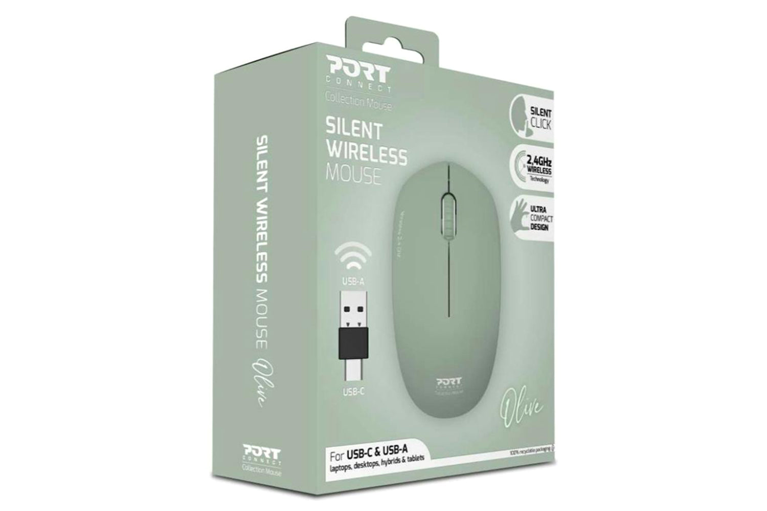 Port Designs Wireless Mouse USB-A&C | Olive-7