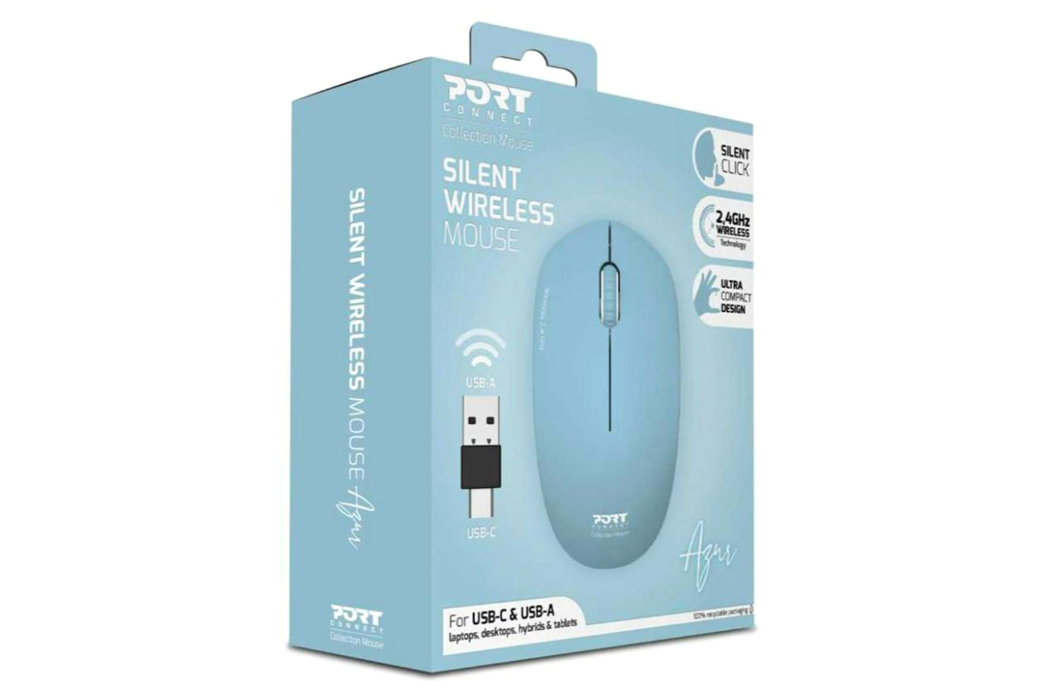 Port Designs Wireless Mouse USB-A&C | Azure-3