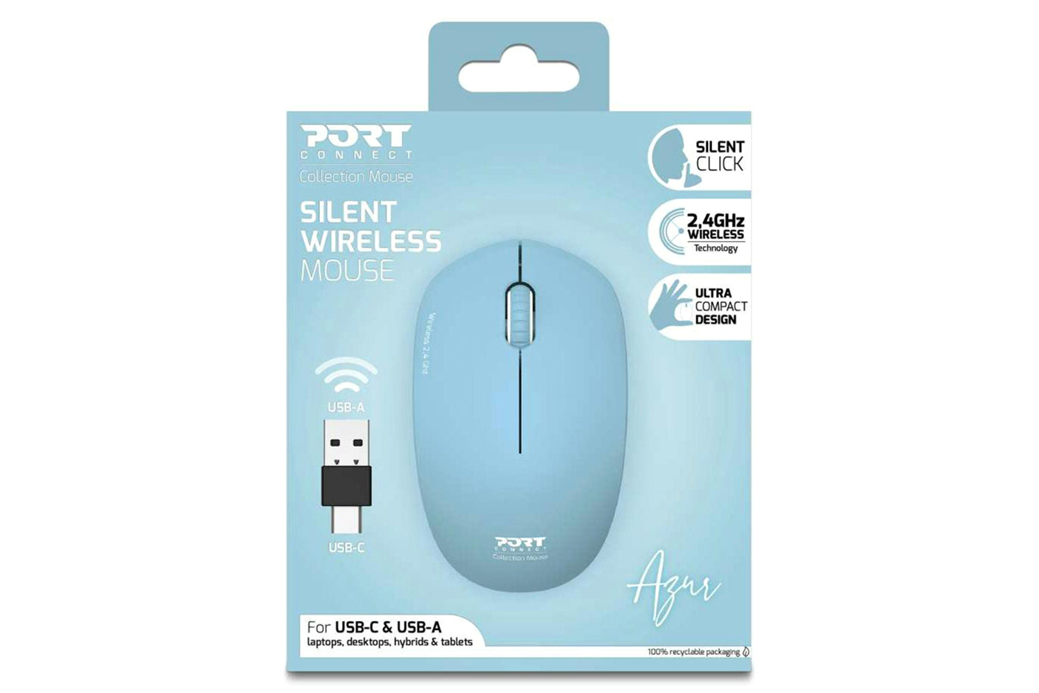 Port Designs Wireless Mouse USB-A&C | Azure-5