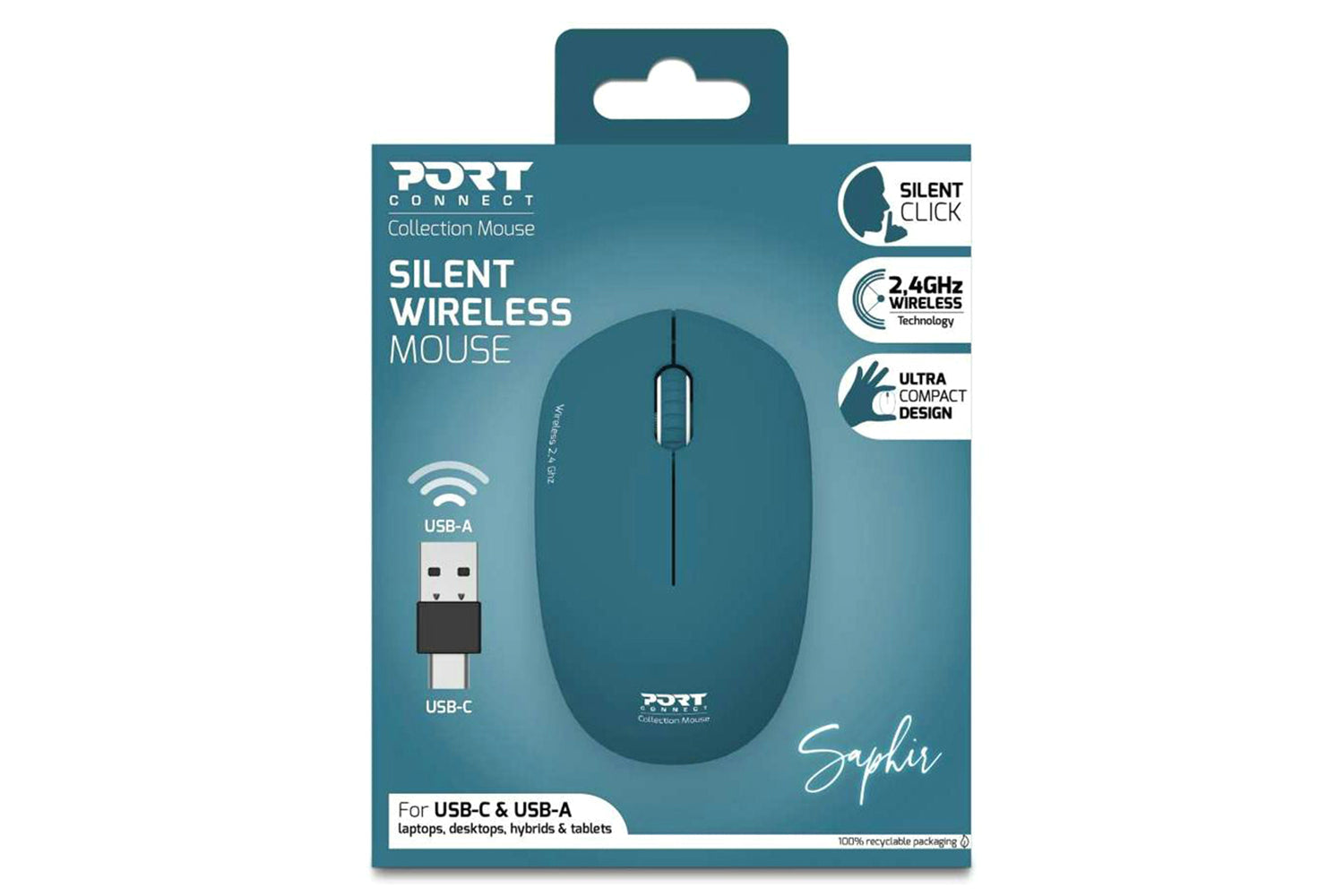 Port Designs Wireless Mouse USB-A&C | Saphir-5