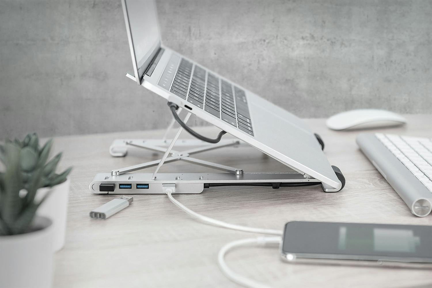 Digitus Variable Notebook Stand with Integrated USB-C Hub with 5 Port | Silver-2