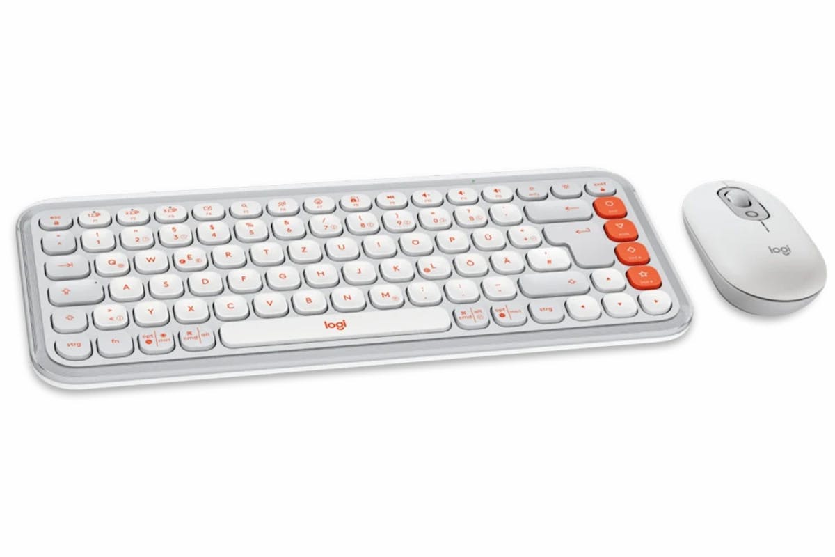 Logitech POP Icon Combo Wireless Keyboard and Mouse | Off White/Orange-2