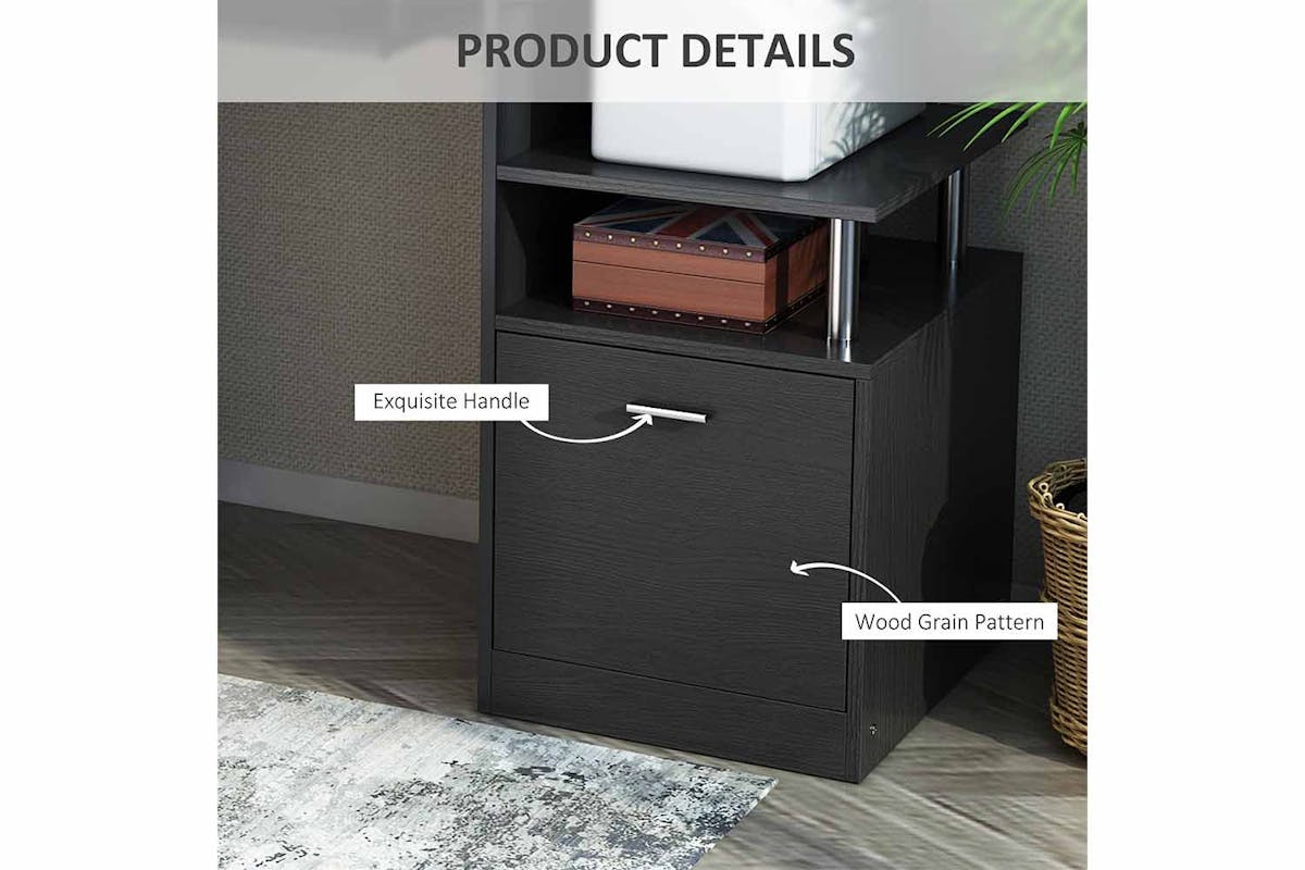 Homcom Office Workstation with Drawer & Shelves | Black-4
