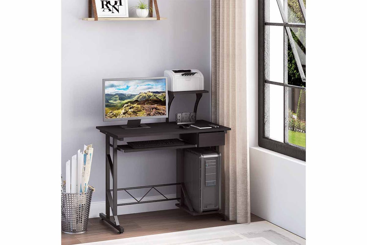 Homcom Compact Computer Desk | Black Walnut-2