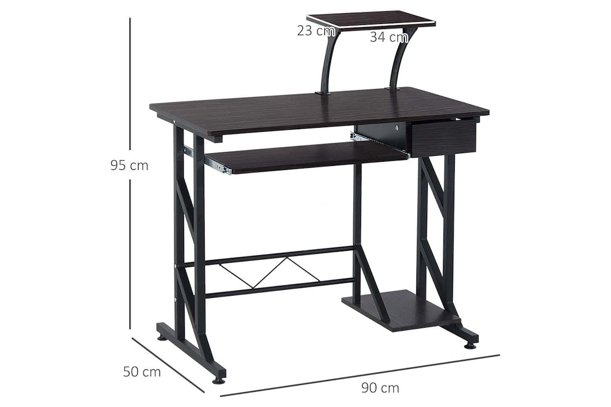 Homcom Compact Computer Desk | Black Walnut-7